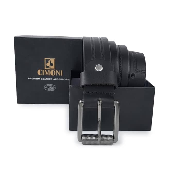 CIMONI - Black Leather Men's Formal Belt ( Pack of 1 )
