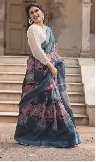     			Ditya Fashion Cotton Blend Printed Regular Saree With Unstitched Blouse Piece ( Multicolor 2 )