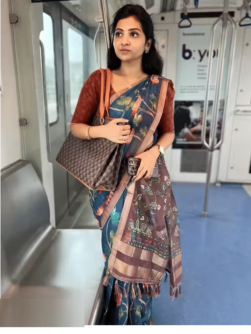     			Ditya Fashion Cotton Blend Printed Regular Saree With Unstitched Blouse Piece ( Blue )