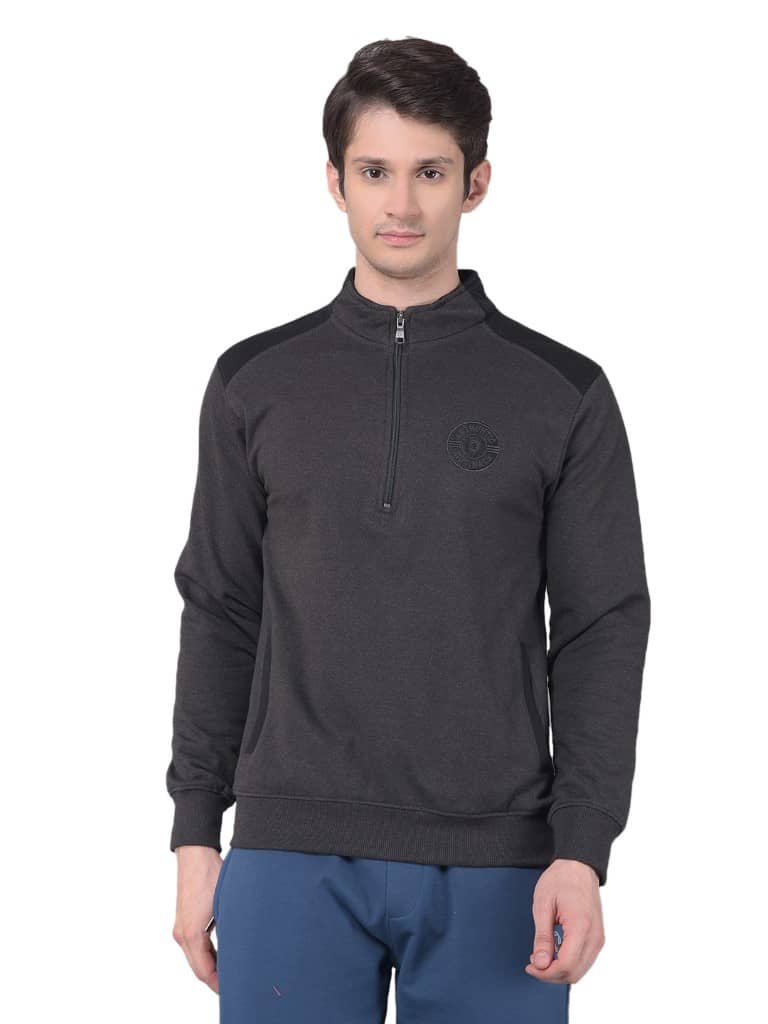 Dollar Cotton High Neck Men's Sweatshirt - Grey ( Pack of 1 )