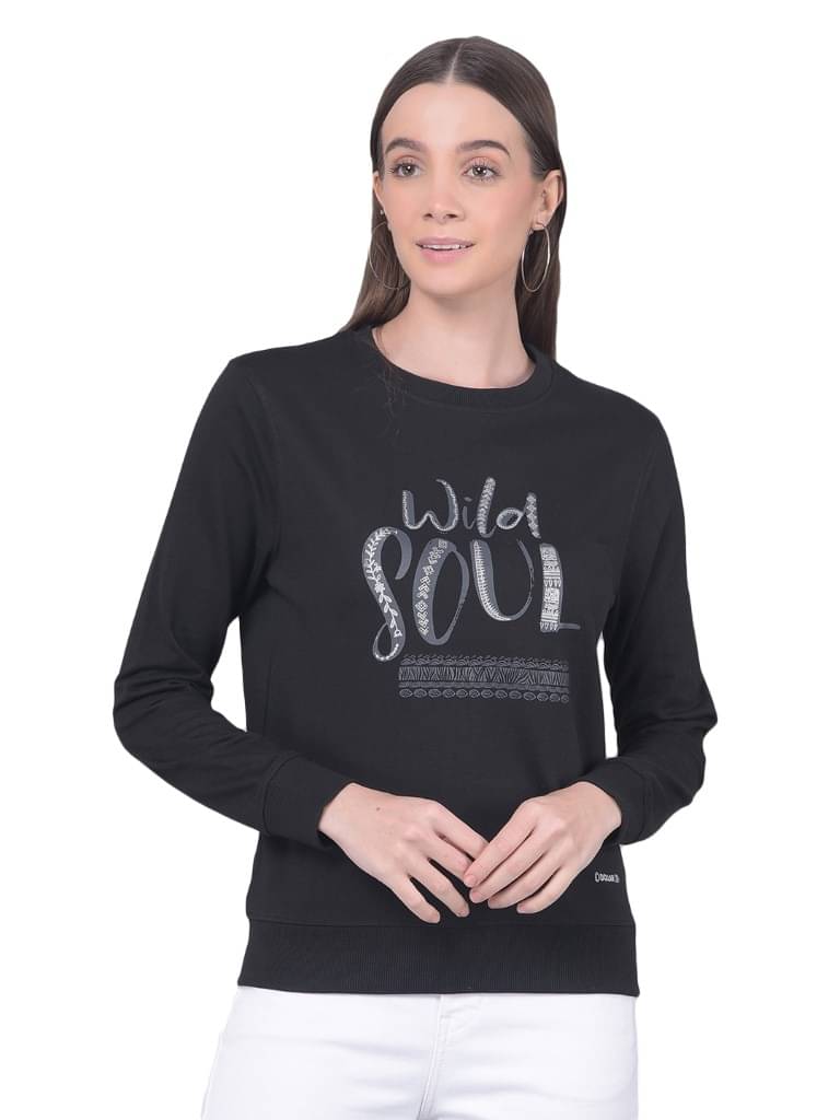     			Dollar Cotton Women's Non Hooded Sweatshirt ( Black )