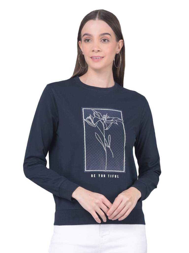 Dollar Women Cotton Round Neck Sweatshirt ( Navy Blue ) Dollar Women Cotton Round Neck Sweatshirt ( Navy Blue )