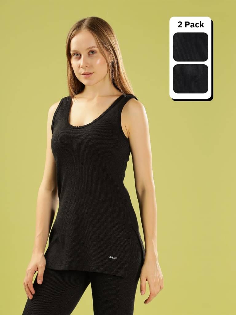 Dollar Ultra Cotton Thermal Tops - Black Pack of 2 Dollar Ultra Cotton Thermal Tops - Black Pack of 2