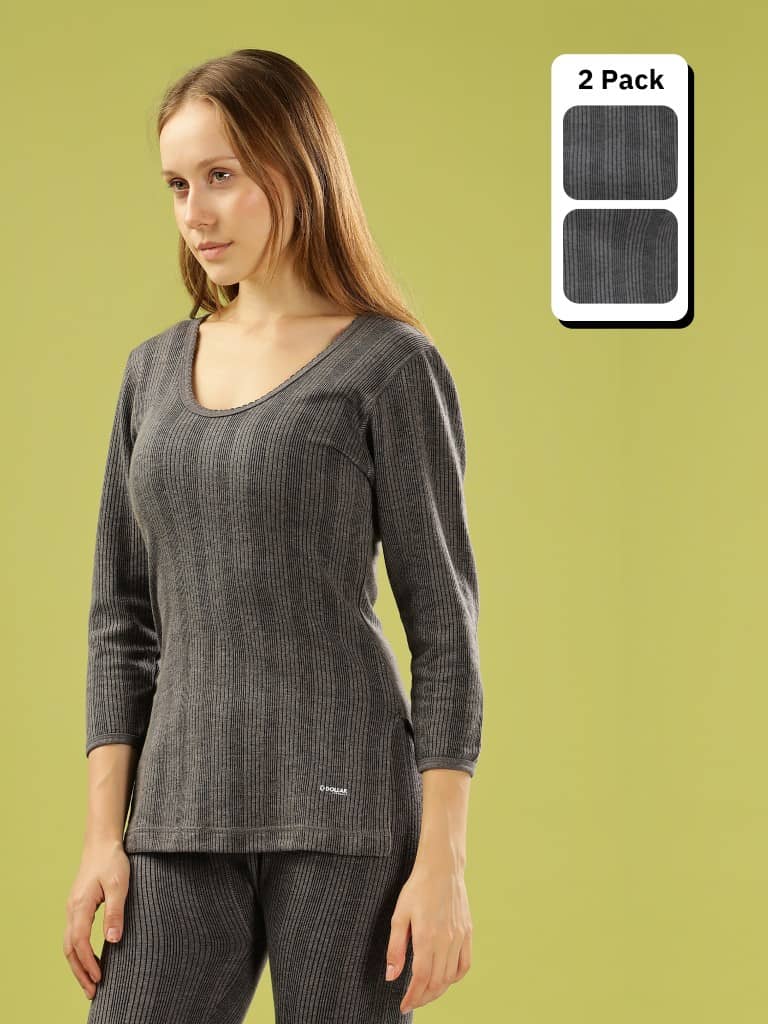 Dollar Ultra Cotton Thermal Tops - Grey Pack of 2