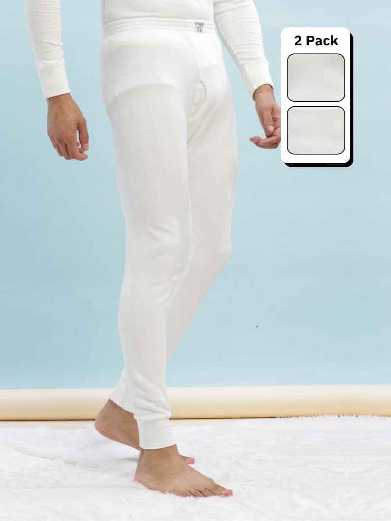 Dollar Ultra Pack of 2 Cotton Blend Thermal Bottoms For Men's ( Off White )