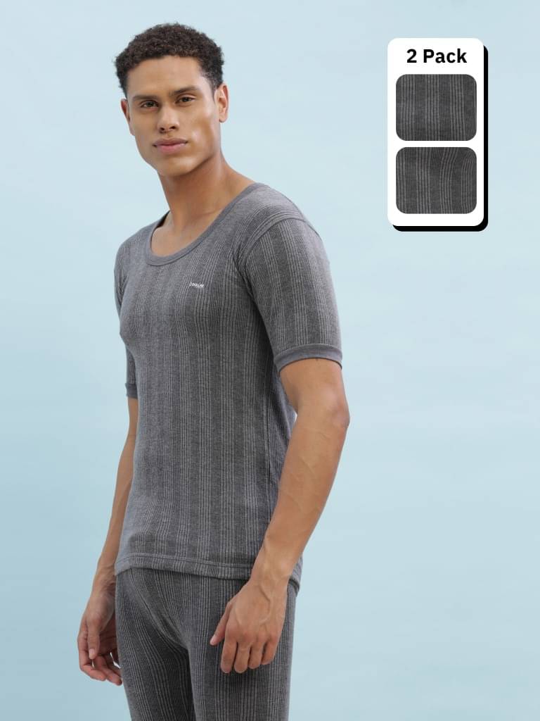     			Dollar Ultra Pack of 2 Cotton Blend Thermal Tops For Men's ( Charcoal )