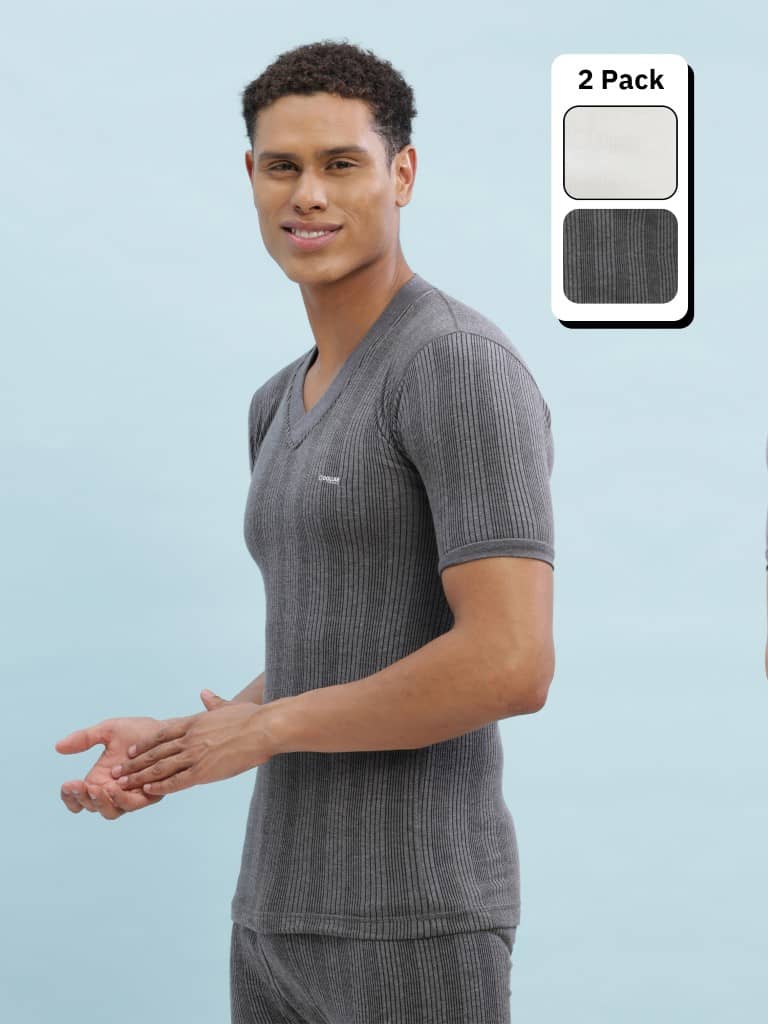 Dollar Ultra Pack of 2 Cotton Blend Thermal Tops For Men's ( Multicolor )