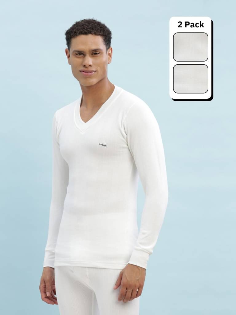     			Dollar Ultra Pack of 2 Cotton Blend Thermal Tops For Men's ( Off White )