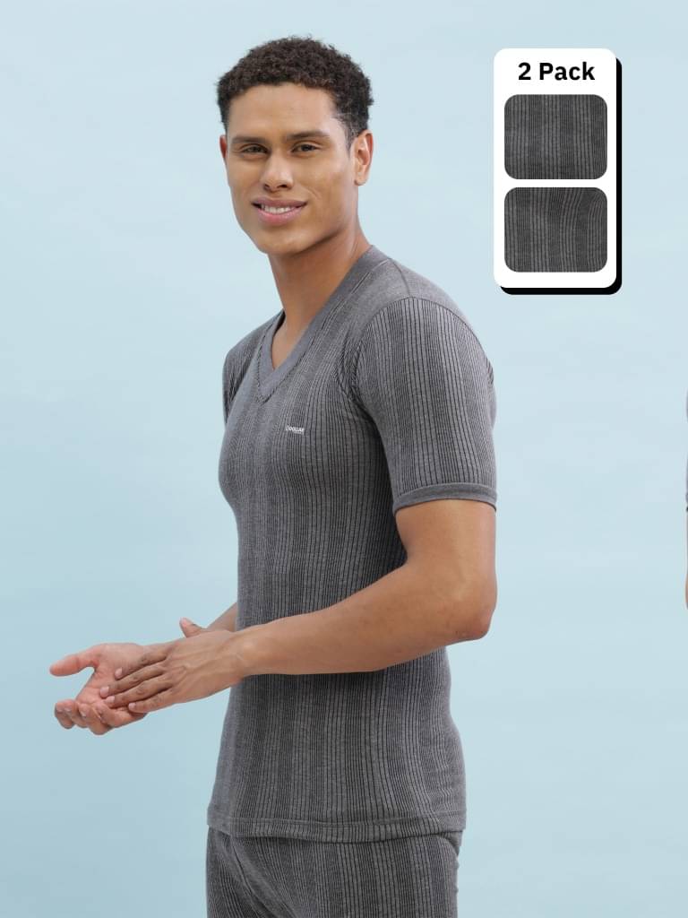     			Dollar Ultra Pack of 2 Cotton Blend Thermal Tops For Men's ( Charcoal )