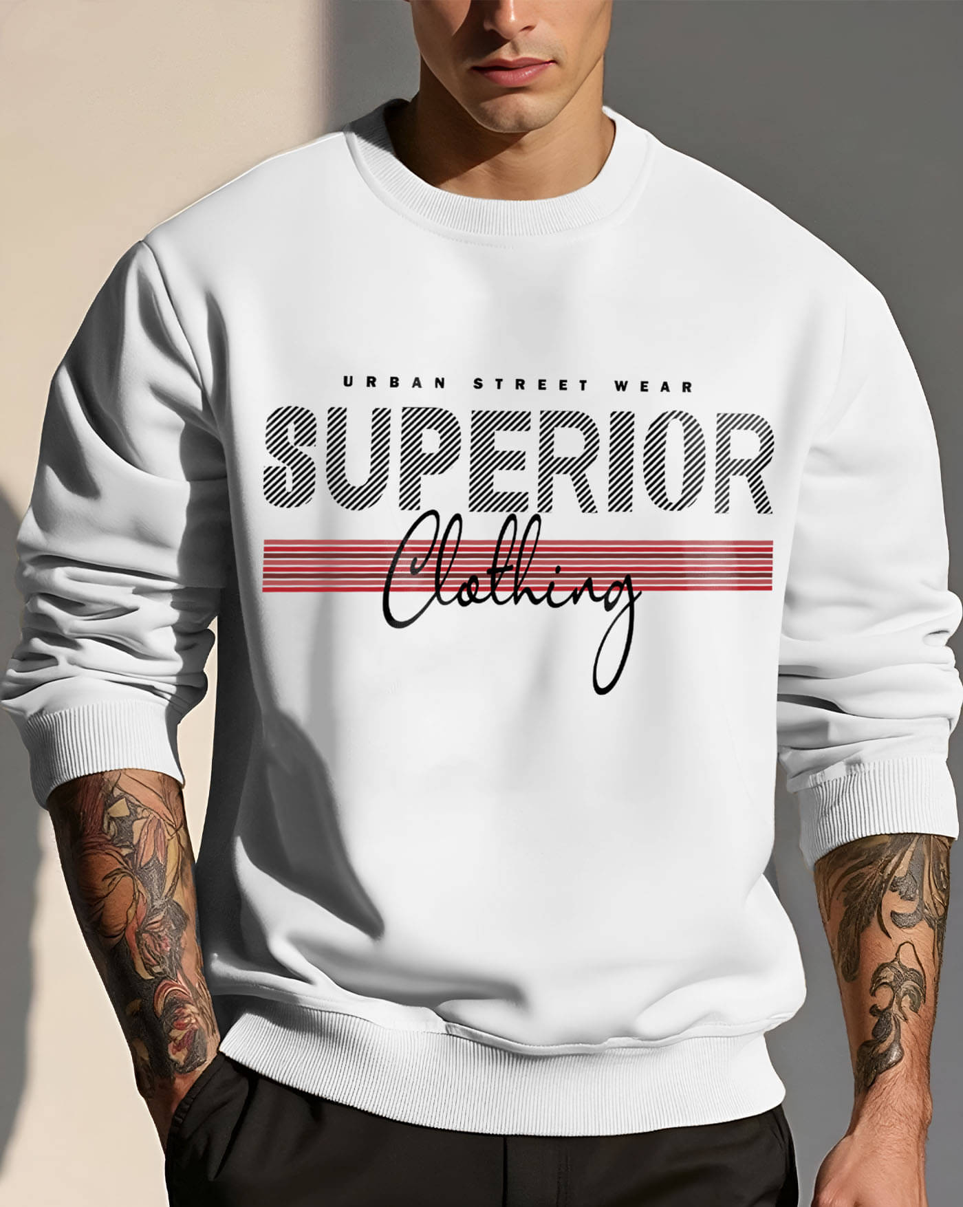 ENITOR Fleece Round Neck Men's Sweatshirt - White ( Pack of 1 ) ENITOR Fleece Round Neck Men's Sweatshirt - White ( Pack of 1 )
