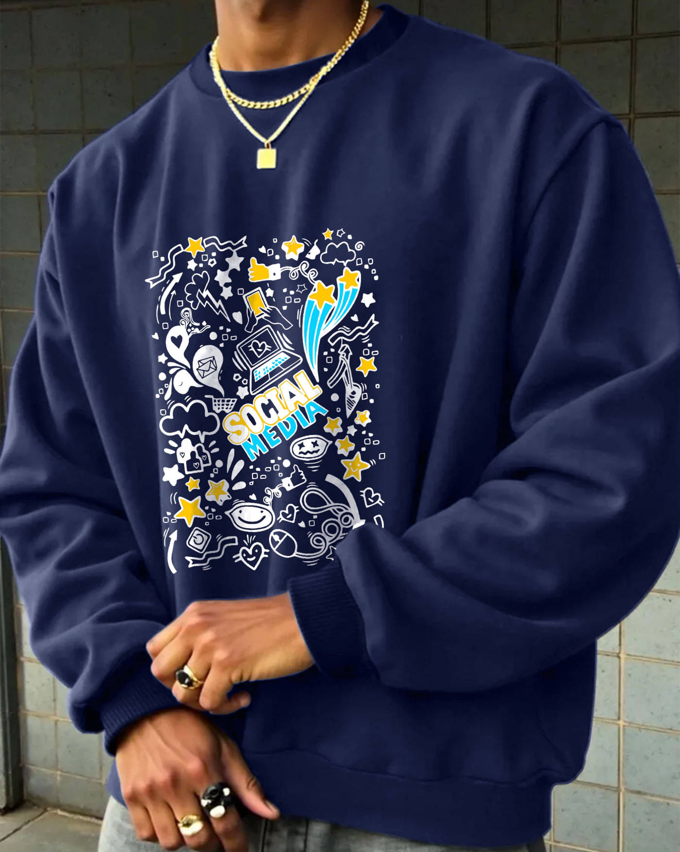     			ENITOR Fleece Round Neck Men's Sweatshirt - Blue ( Pack of 1 )