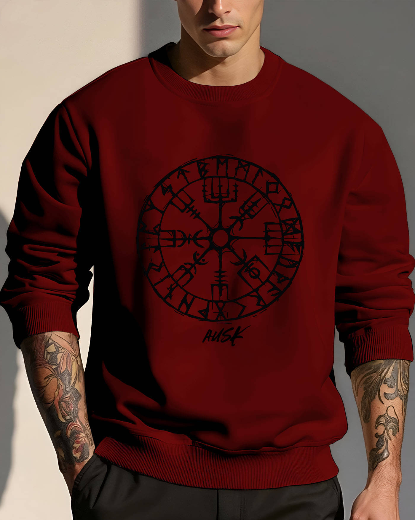     			ENITOR Fleece Round Neck Men's Sweatshirt - Maroon ( Pack of 1 )