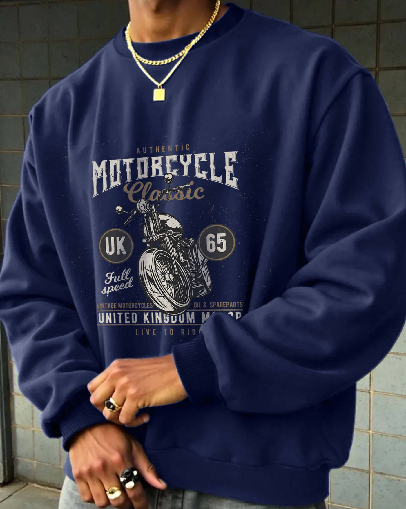     			ENITOR Fleece Round Neck Men's Sweatshirt - Blue ( Pack of 1 )