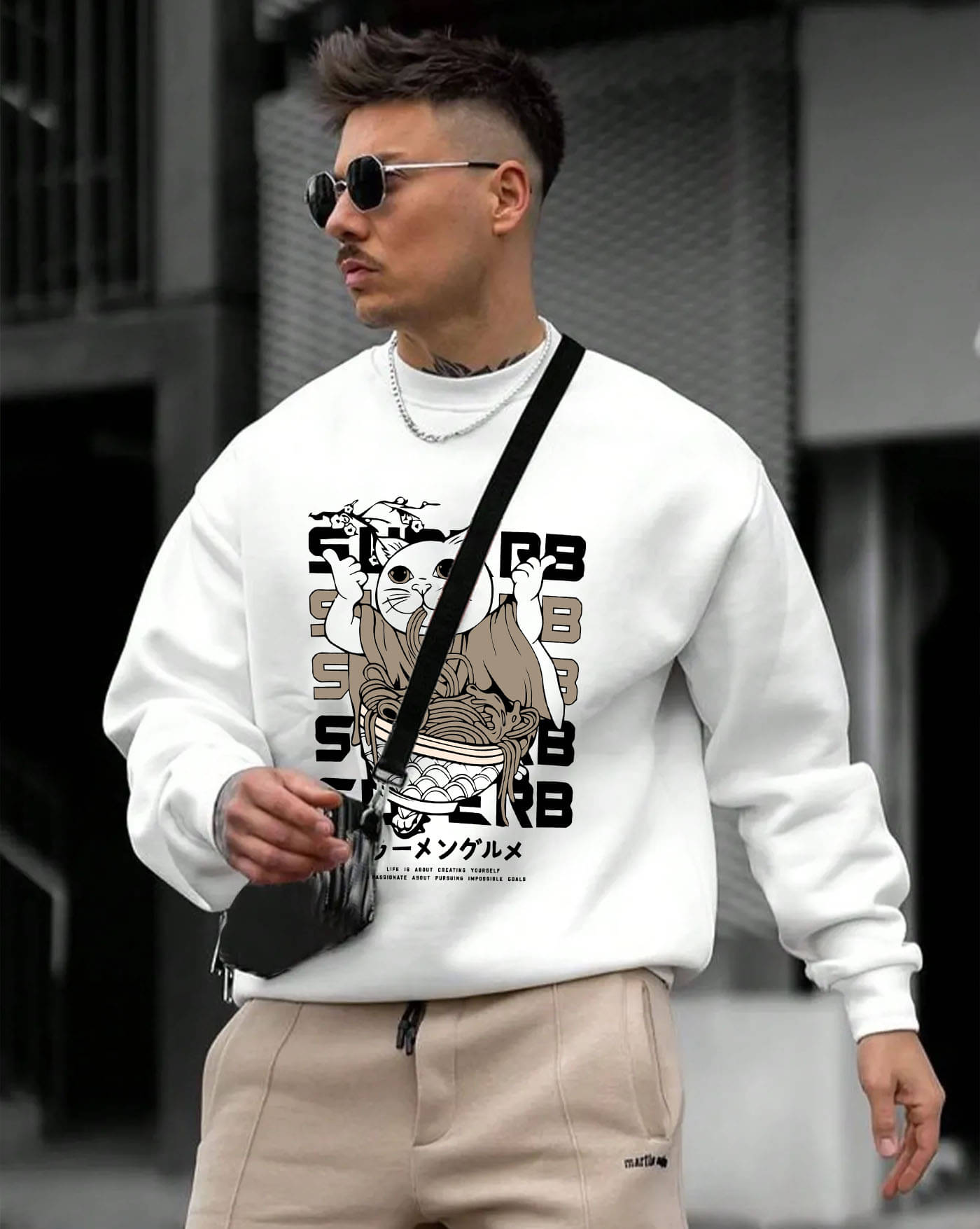 ENITOR Fleece Round Neck Men's Sweatshirt - White ( Pack of 1 ) ENITOR Fleece Round Neck Men's Sweatshirt - White ( Pack of 1 )
