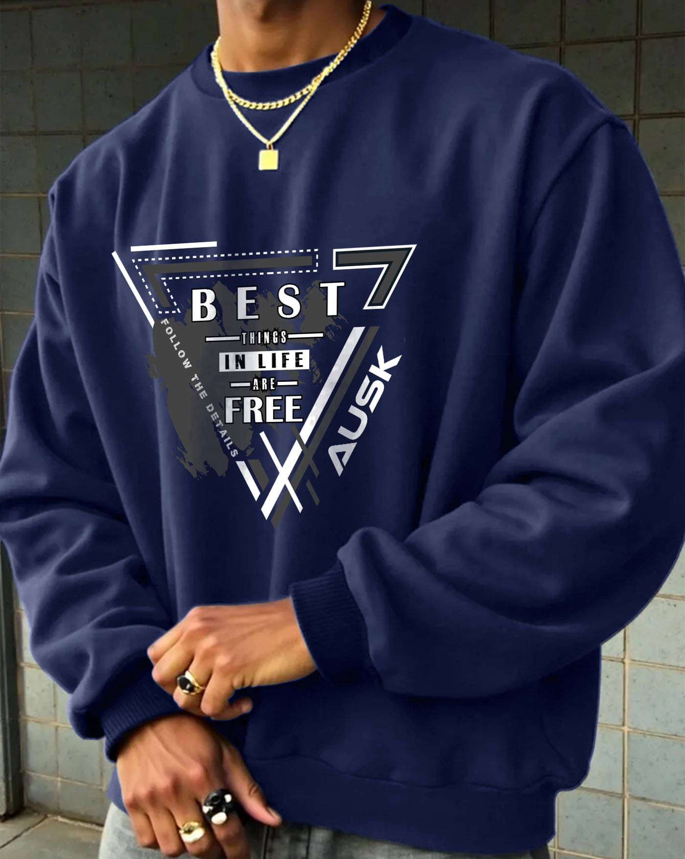     			ENITOR Fleece Round Neck Men's Sweatshirt - Blue ( Pack of 1 )