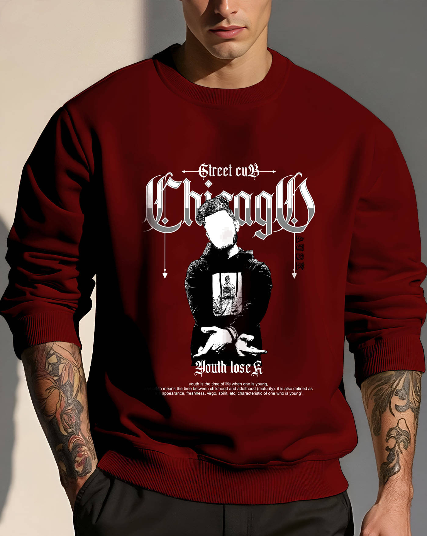     			ENITOR Fleece Round Neck Men's Sweatshirt - Maroon ( Pack of 1 )