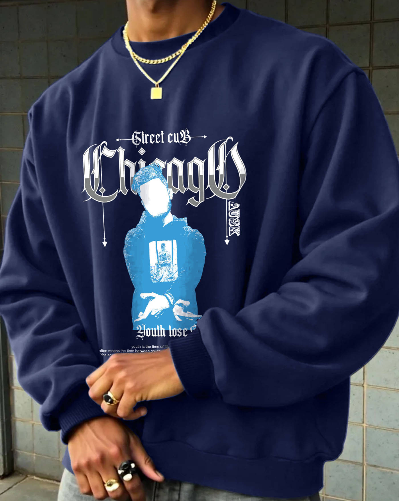     			ENITOR Fleece Round Neck Men's Sweatshirt - Blue ( Pack of 1 )