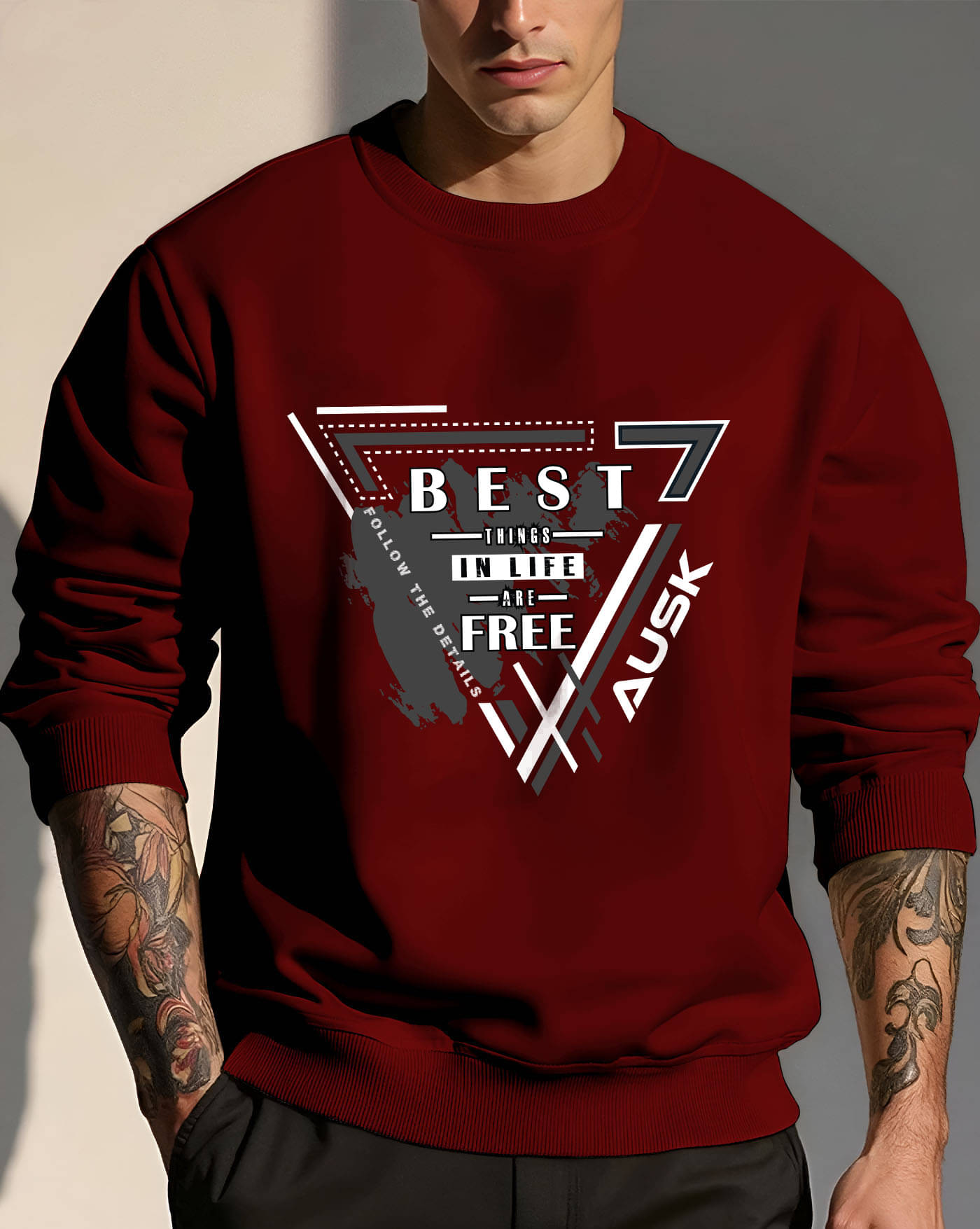     			ENITOR Fleece Round Neck Men's Sweatshirt - Maroon ( Pack of 1 )