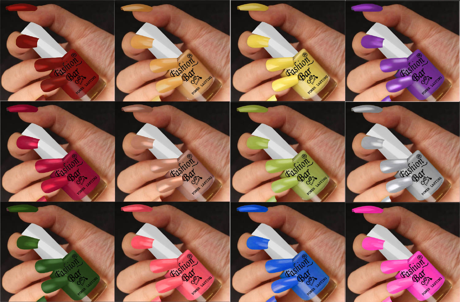     			Fashion Bar Multi Glossy Nail Polish 72 ( Pack of 12 )