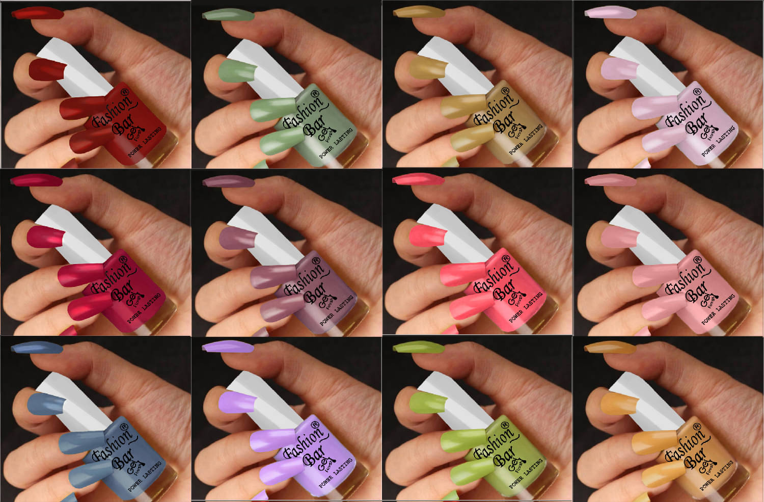     			Fashion Bar Multi Glossy Nail Polish 72 ( Pack of 12 )