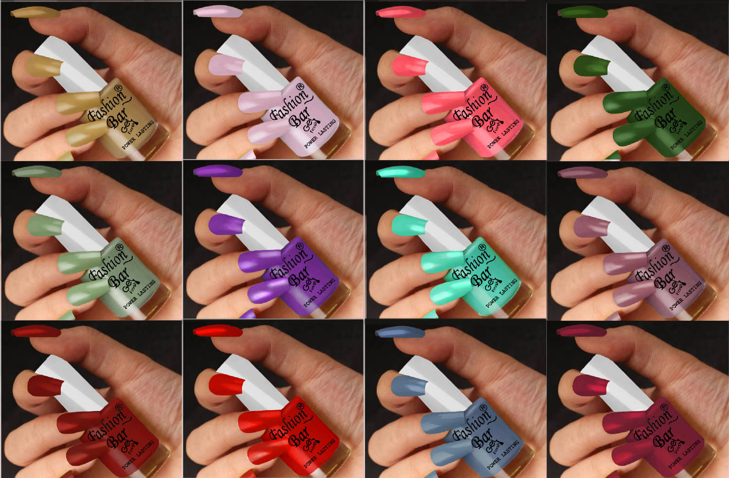     			Fashion Bar Multi Glossy Nail Polish 72 ( Pack of 12 )