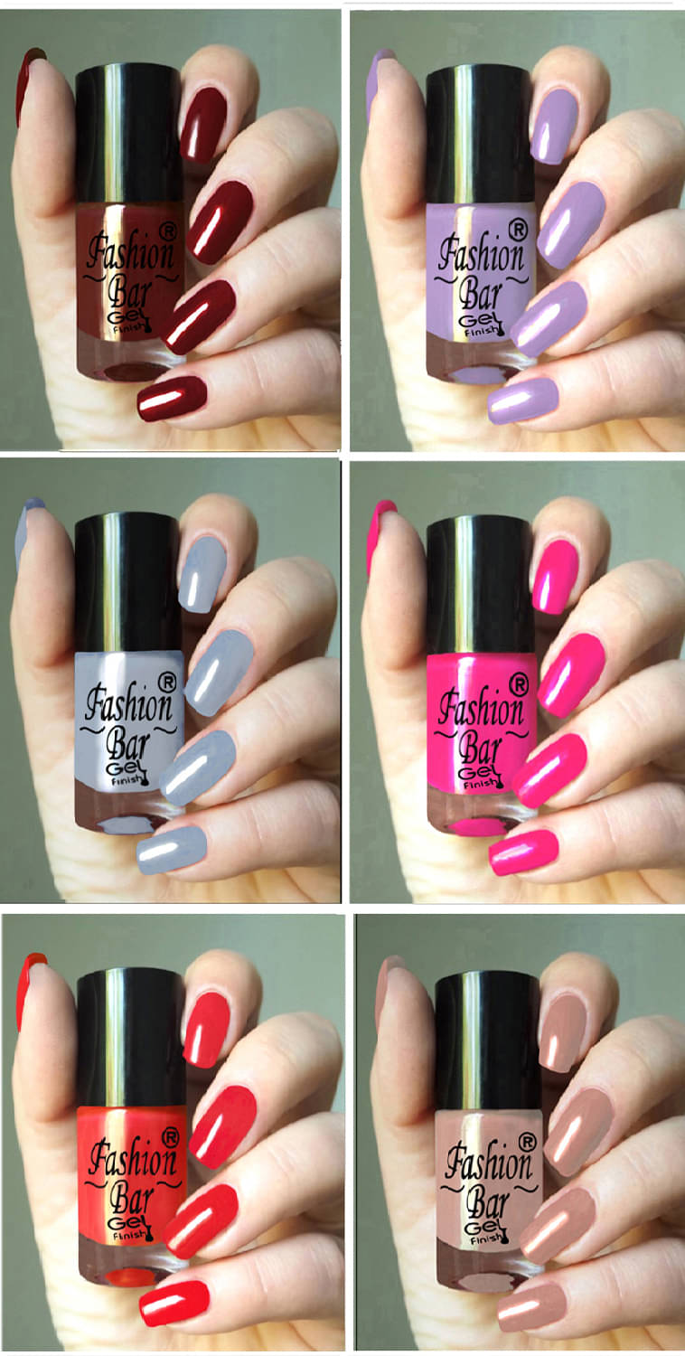     			Fashion Bar Multi Glossy Nail Polish 36 ( Pack of 6 )