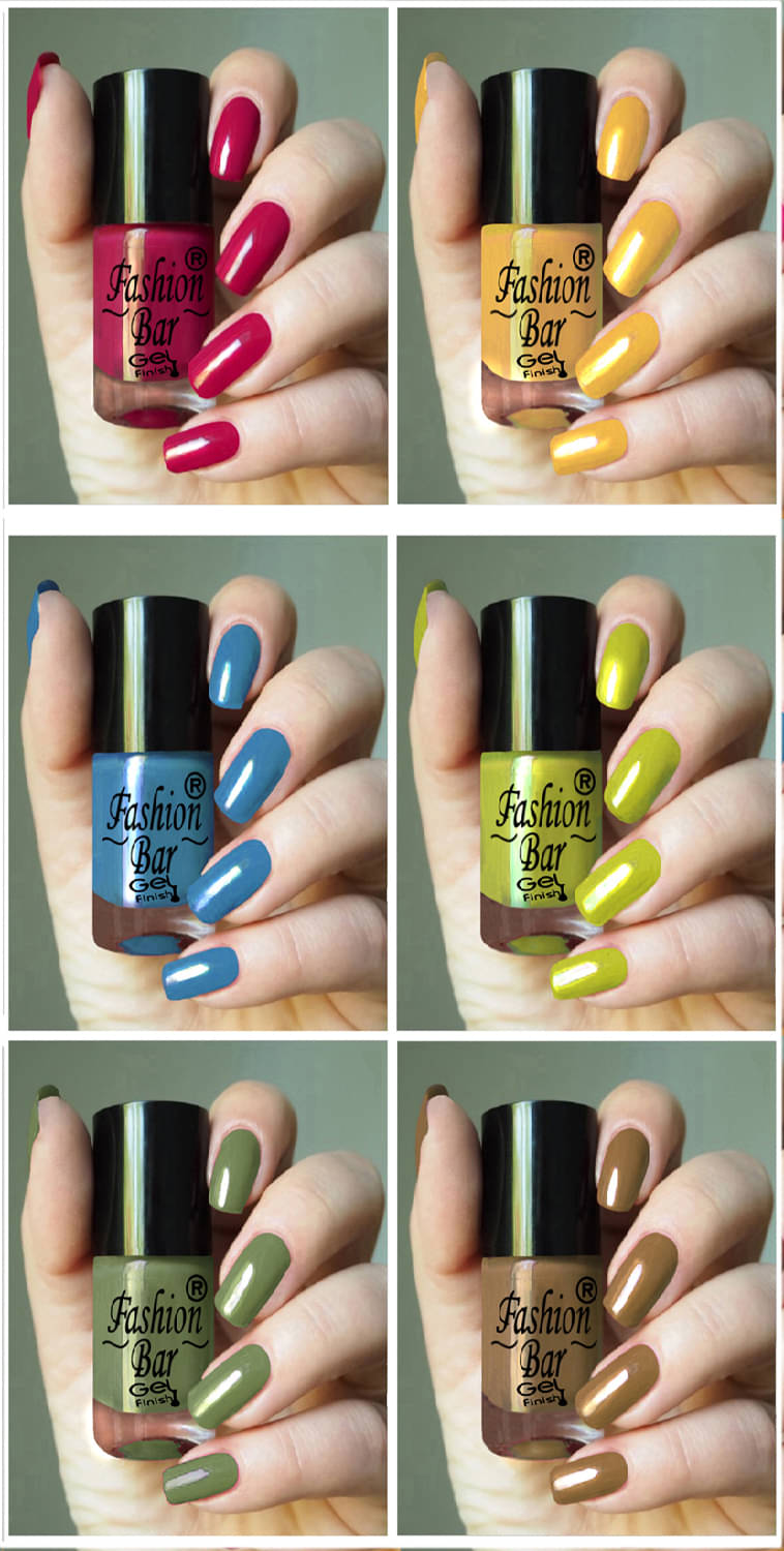     			Fashion Bar Multi Glossy Nail Polish 36 ( Pack of 6 )