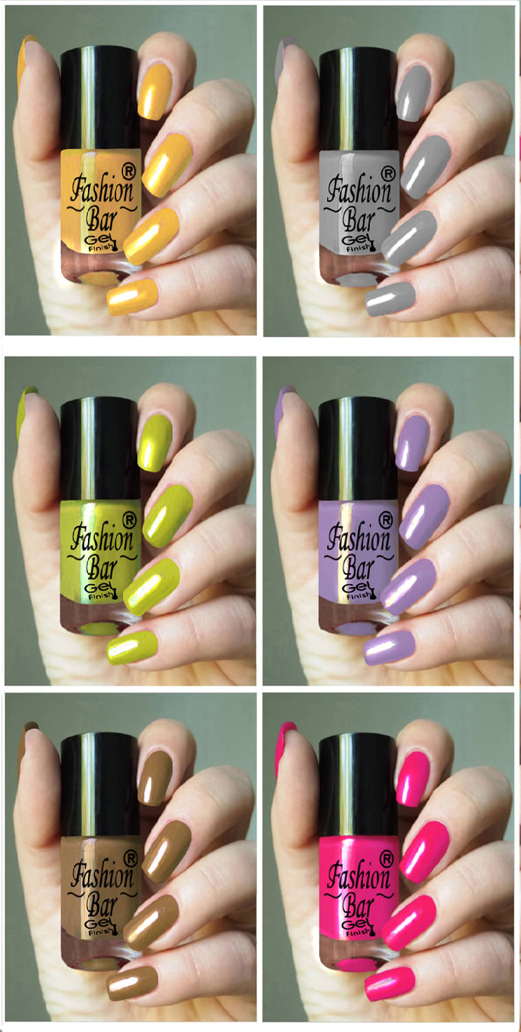     			Fashion Bar Multi Glossy Nail Polish 36 ( Pack of 6 )