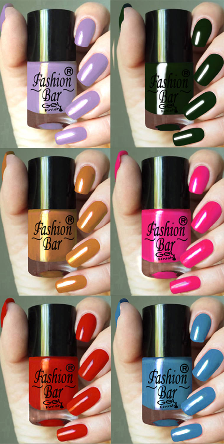     			Fashion Bar Multi Glossy Nail Polish 36 ( Pack of 6 )