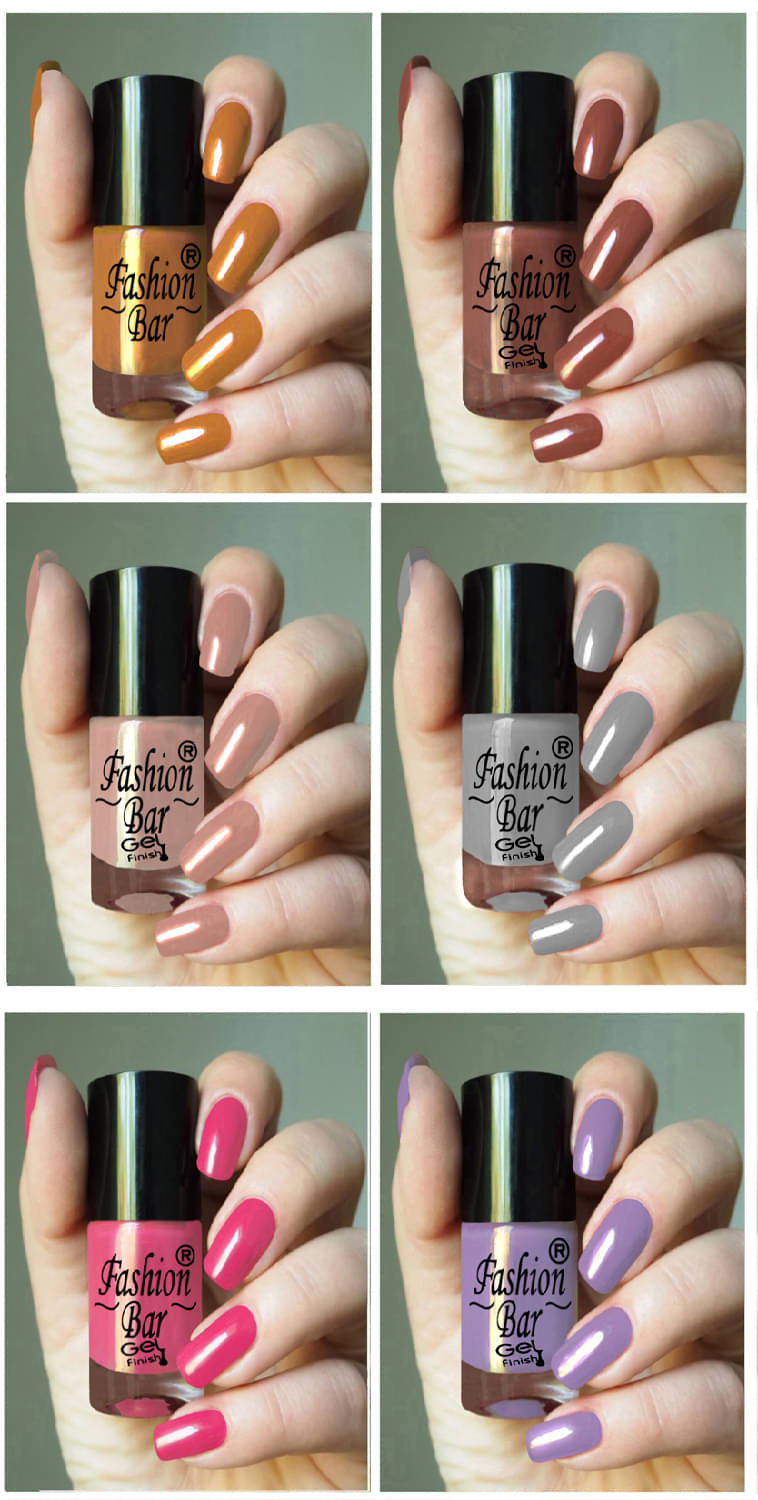     			Fashion Bar Multi Glossy Nail Polish 36 ( Pack of 6 )