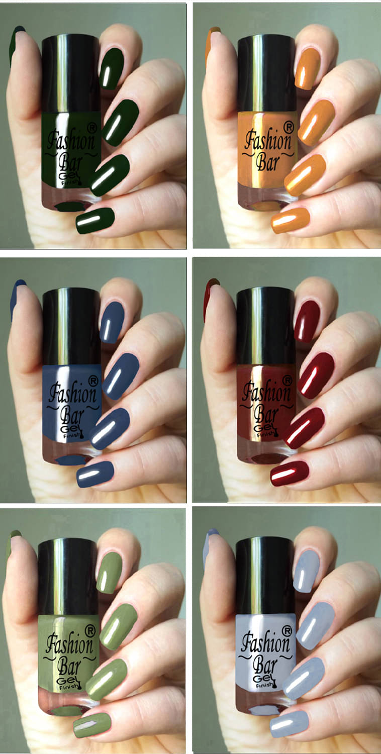     			Fashion Bar Multi Glossy Nail Polish 36 ( Pack of 6 )
