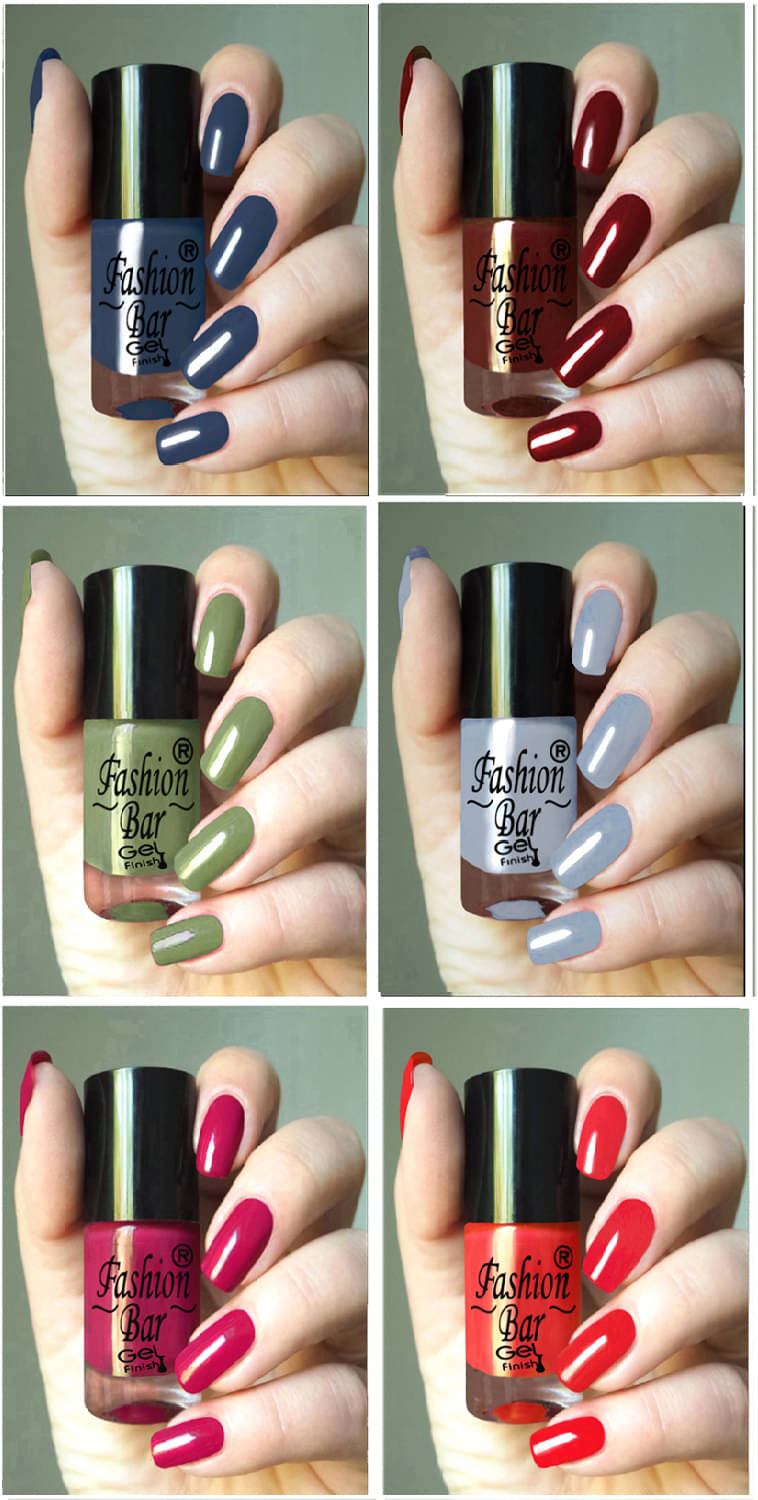     			Fashion Bar Multi Glossy Nail Polish 36 ( Pack of 6 )