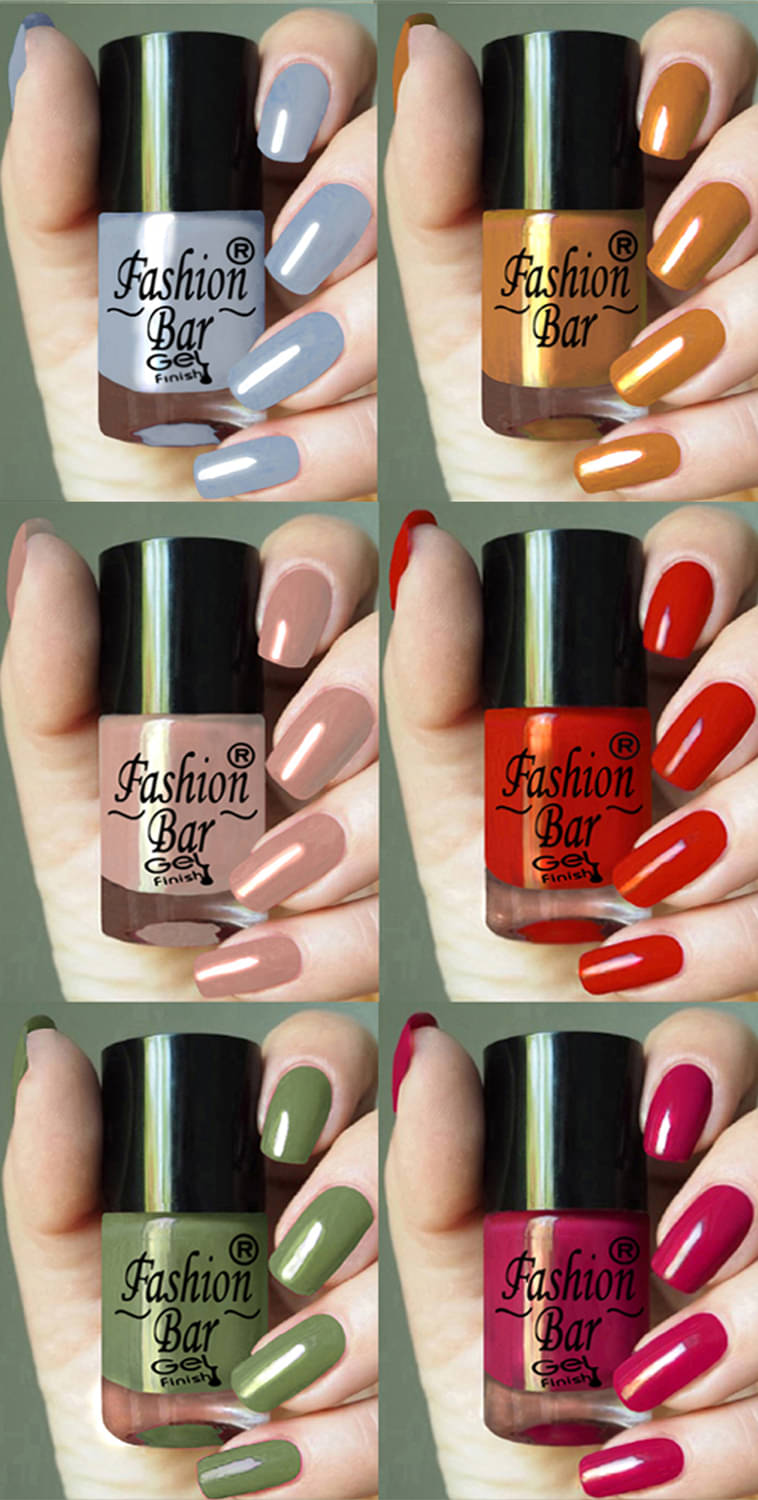     			Fashion Bar Multi Glossy Nail Polish 36 ( Pack of 6 )