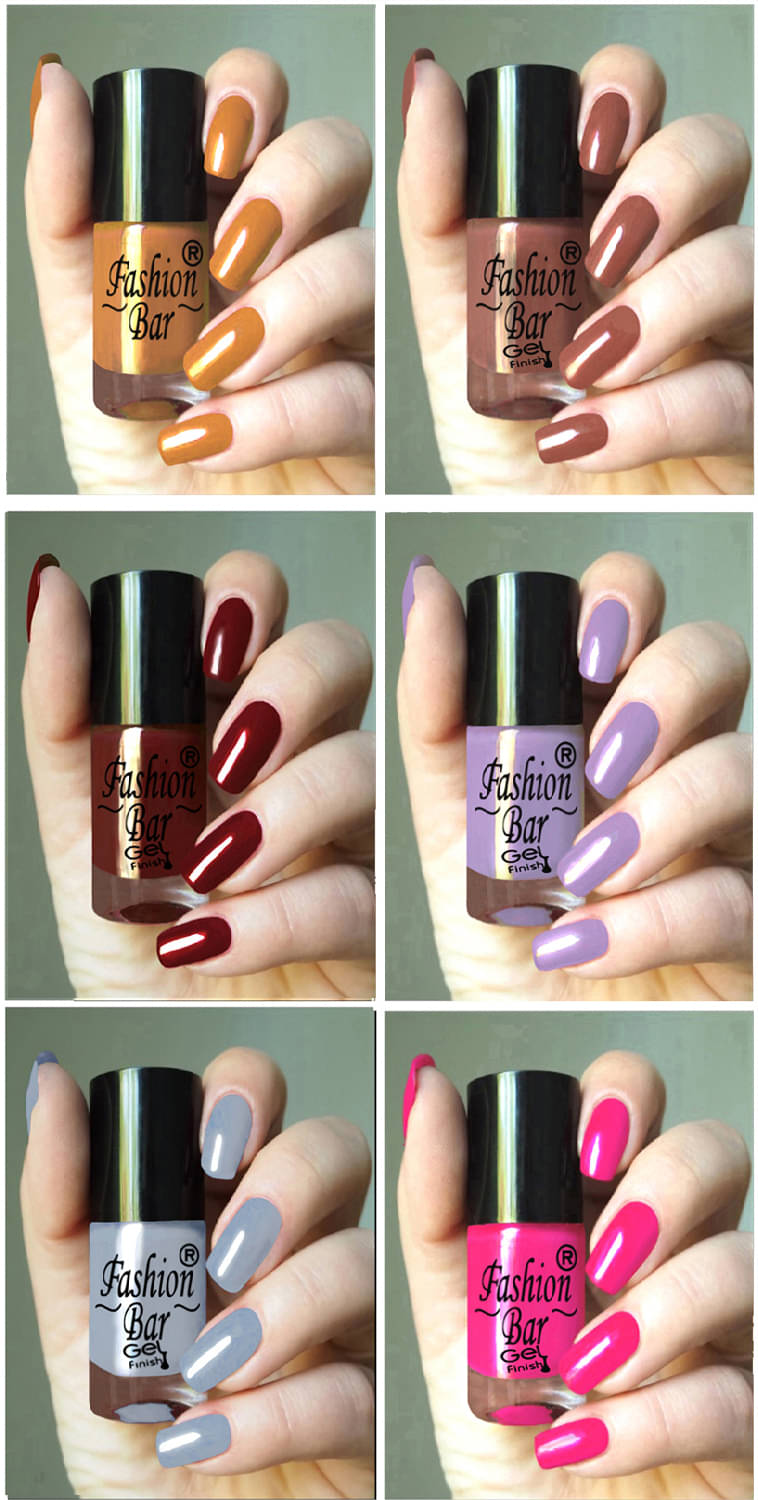     			Fashion Bar Multi Glossy Nail Polish 36 ( Pack of 6 )