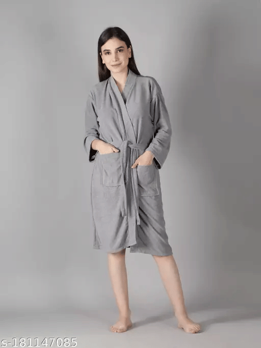     			FeelBlue Grey Free Size Bathrobe ( Pack of 1 )