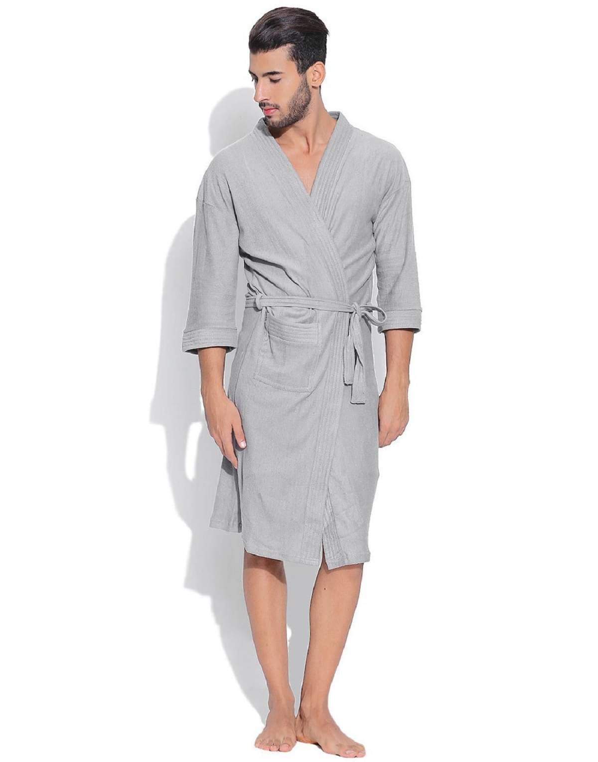     			FeelBlue Grey Free Size Bathrobe ( Pack of 1 )