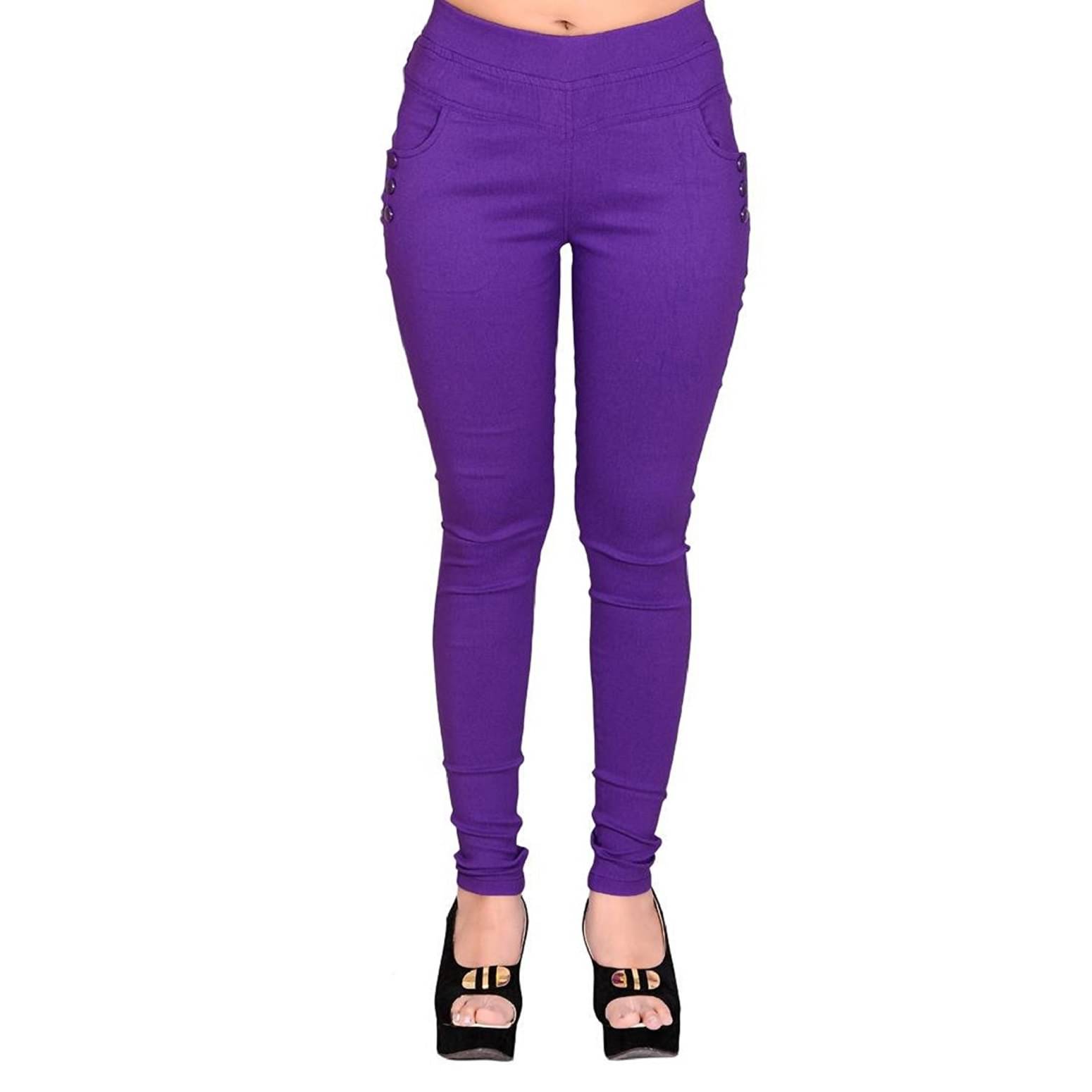     			FeelBlue Women Cotton Blend Skinny Fit Jegging ( Purple )