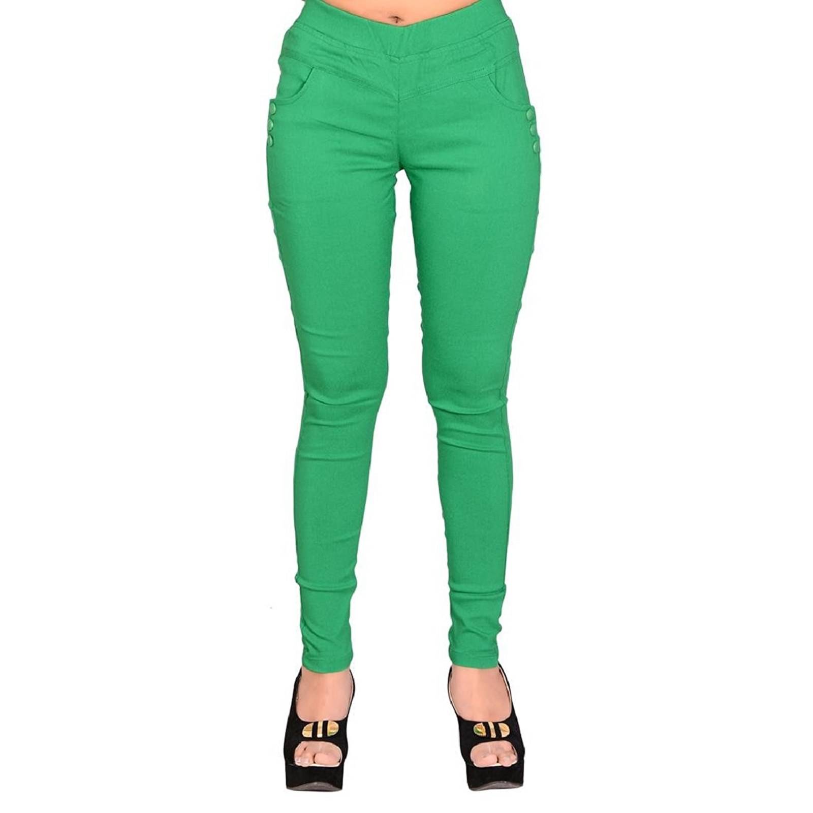     			FeelBlue Women Cotton Blend Skinny Fit Jegging ( Green )