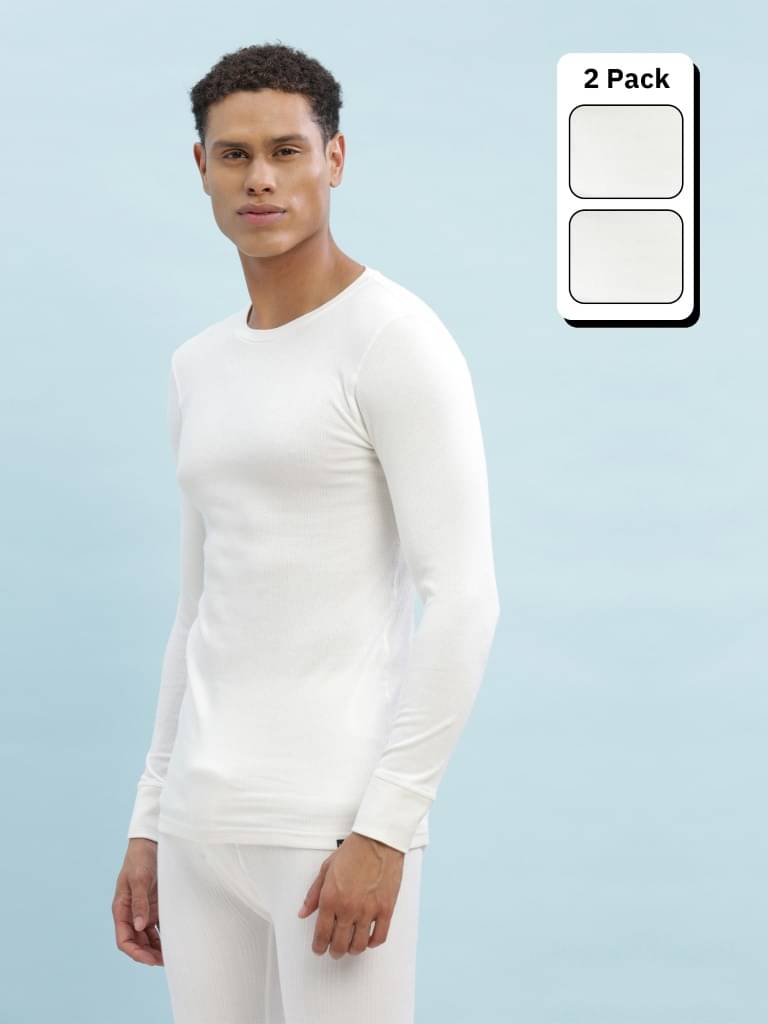     			Force NXT Pack of 2 Cotton Blend Thermal Tops For Men's ( Off White )