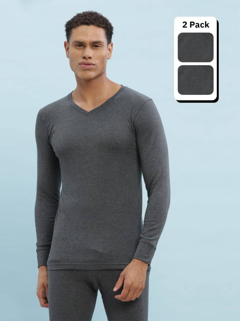 Force NXT Pack of 2 Cotton Blend Thermal Tops For Men's ( Charcoal ) Force NXT Pack of 2 Cotton Blend Thermal Tops For Men's ( Charcoal )