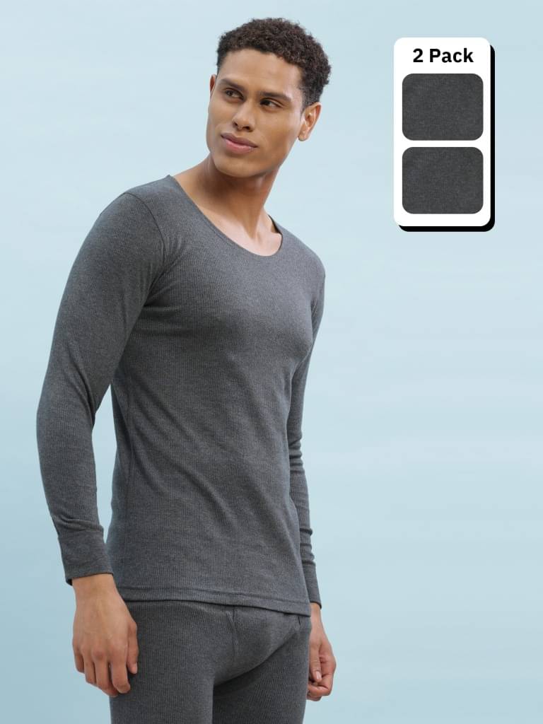     			Force NXT Pack of 2 Cotton Blend Thermal Tops For Men's ( Charcoal )