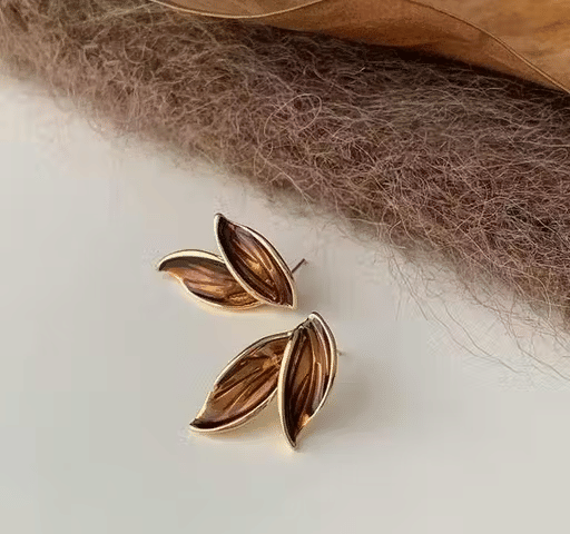     			Generic vijay Brown Stud Earrings ( Pack of 1 )