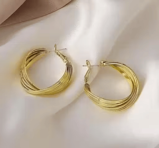     			Generic vijay Golden Hoops Earrings ( Pack of 1 )