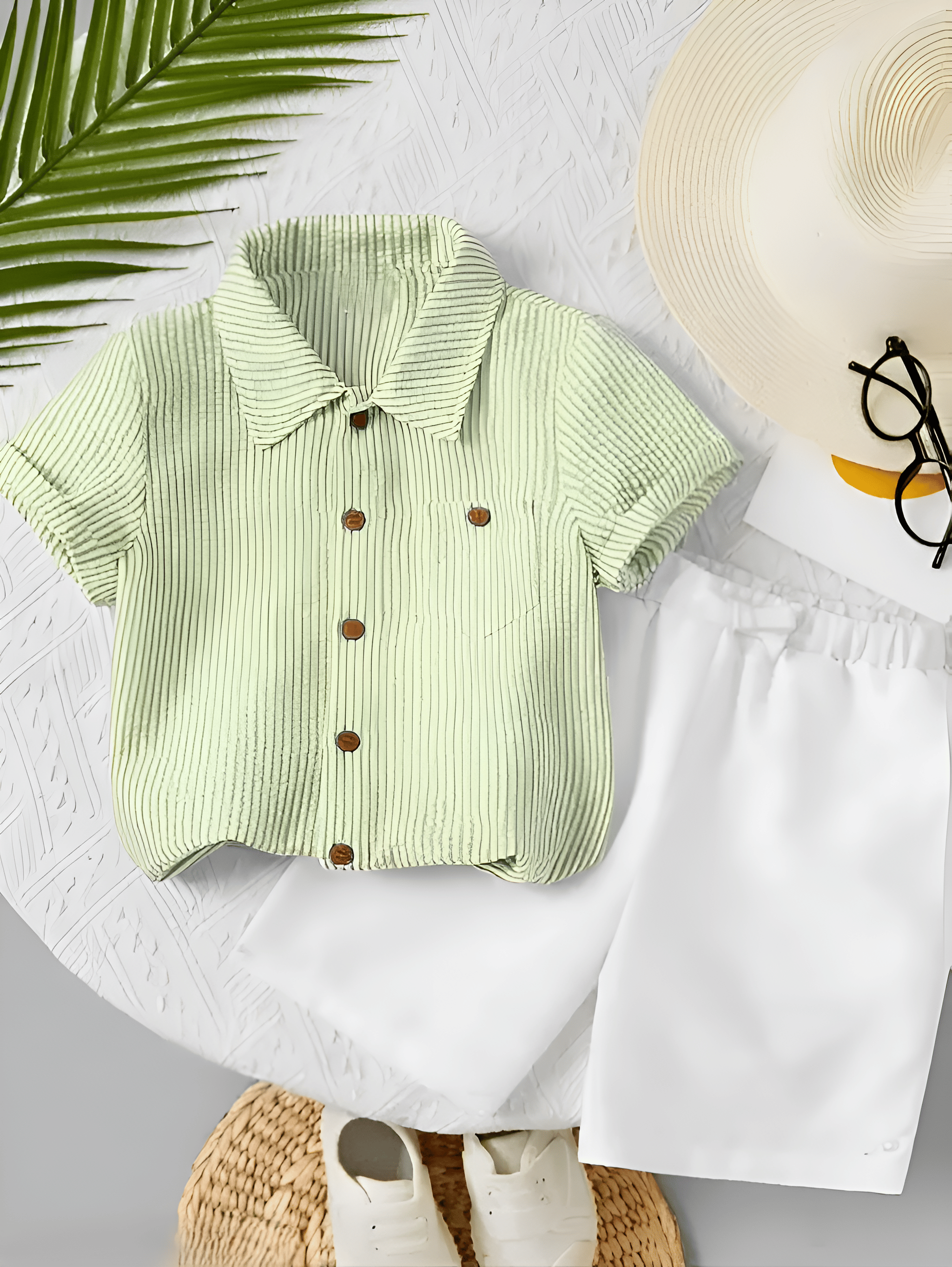     			HIBKI Pack of 1 Boys Cotton Blend Shirt & Shorts Set ( Green )