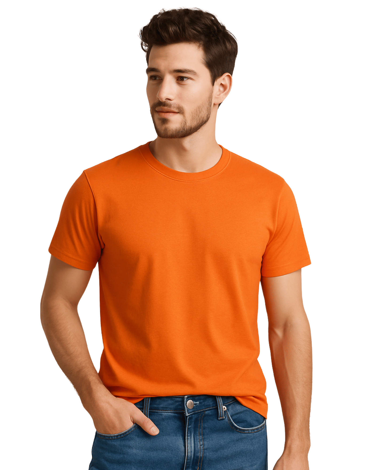 KMB & CO. Men 100% Cotton Regular Fit Solid T-Shirt ( Orange )     			KMB & CO. Men 100% Cotton Regular Fit Solid T-Shirt ( Orange )