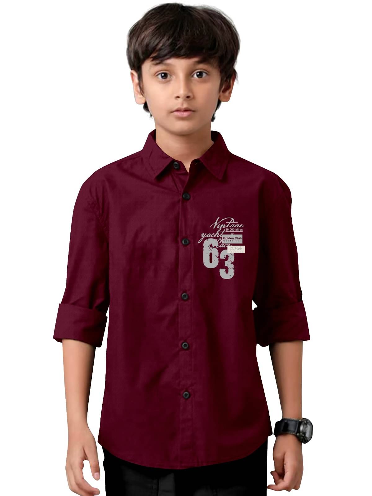     			Khushi Fashion Pack of 1 Boys Cotton Blend Full Sleeves Shirt ( Maroon )