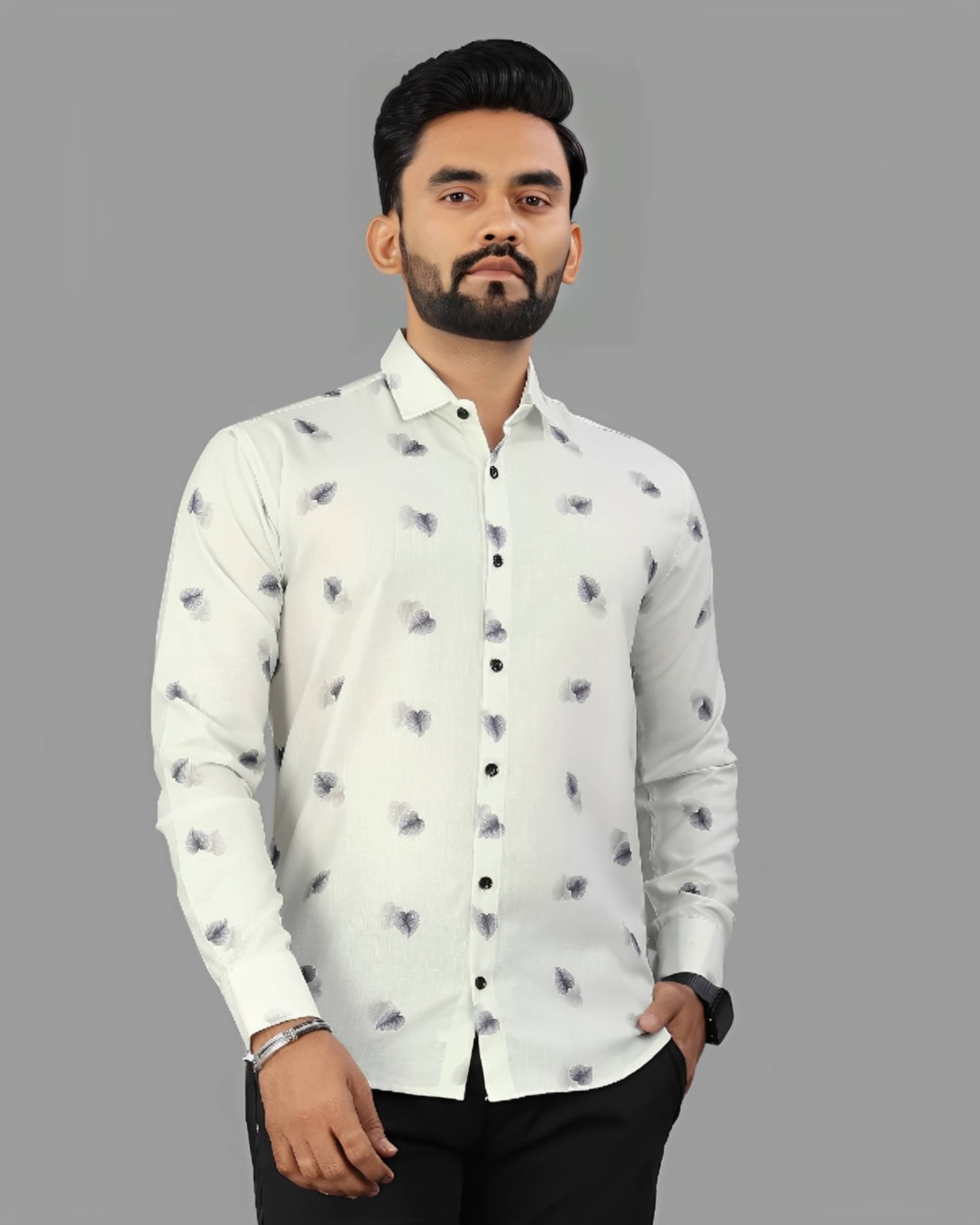     			LAXBON 100% Cotton Regular Fit Printed Full Sleeves Men's Casual Shirt - Cream ( Pack of 1 )