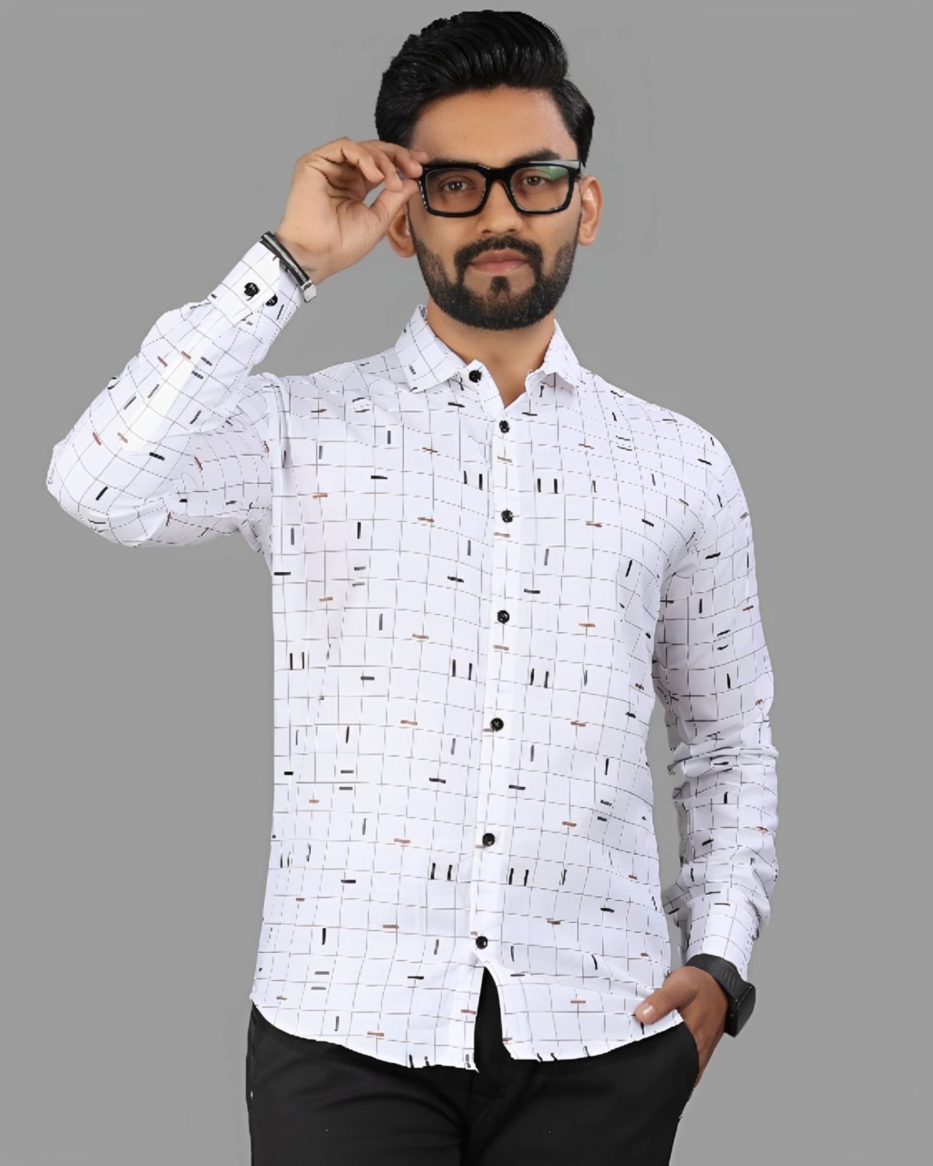 LAXBON 100% Cotton Regular Fit Printed Full Sleeves Men's Casual Shirt - White ( Pack of 1 )     			LAXBON 100% Cotton Regular Fit Printed Full Sleeves Men's Casual Shirt - White ( Pack of 1 )