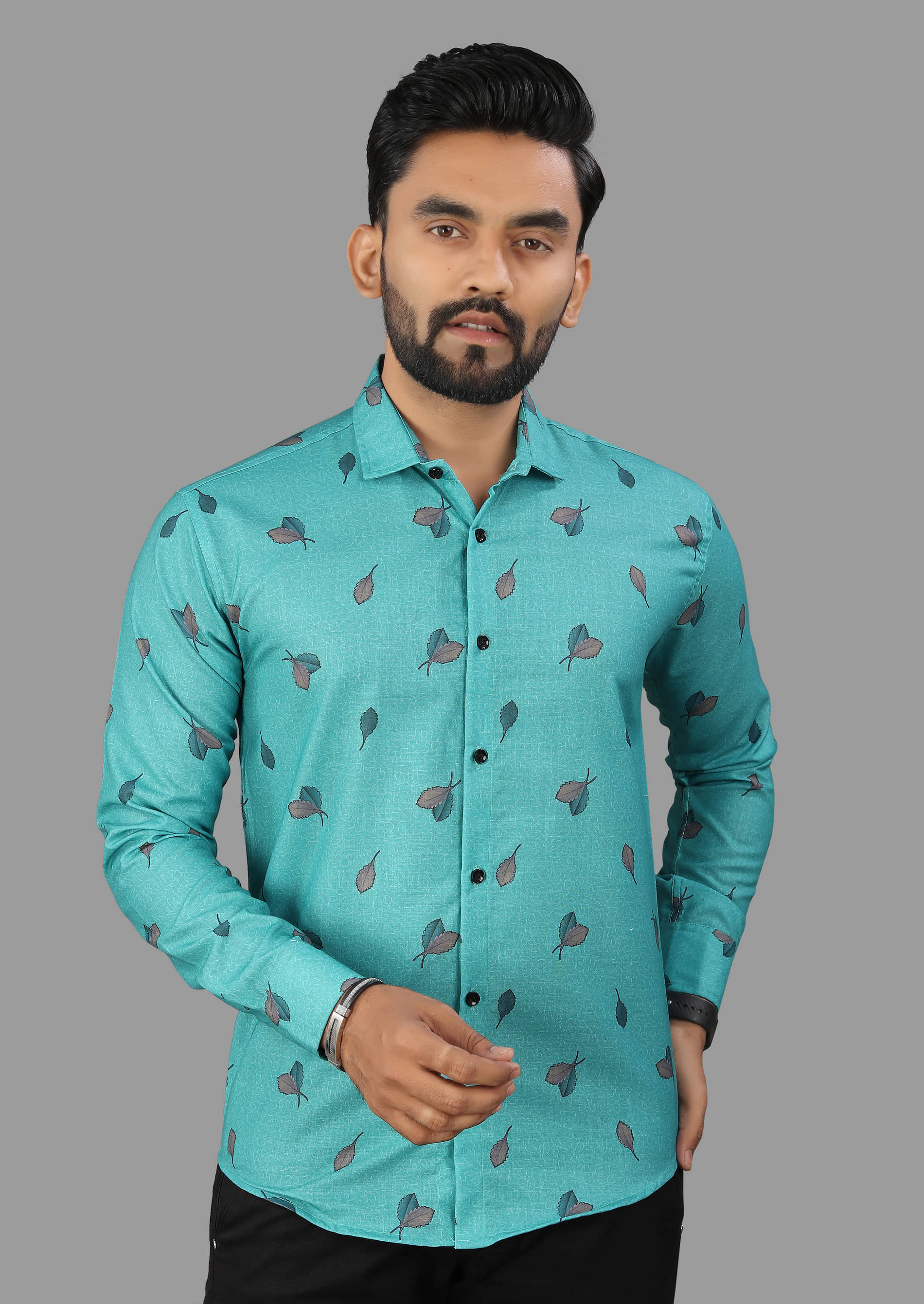     			LAXBON 100% Cotton Regular Fit Printed Full Sleeves Men's Casual Shirt - Green ( Pack of 1 )