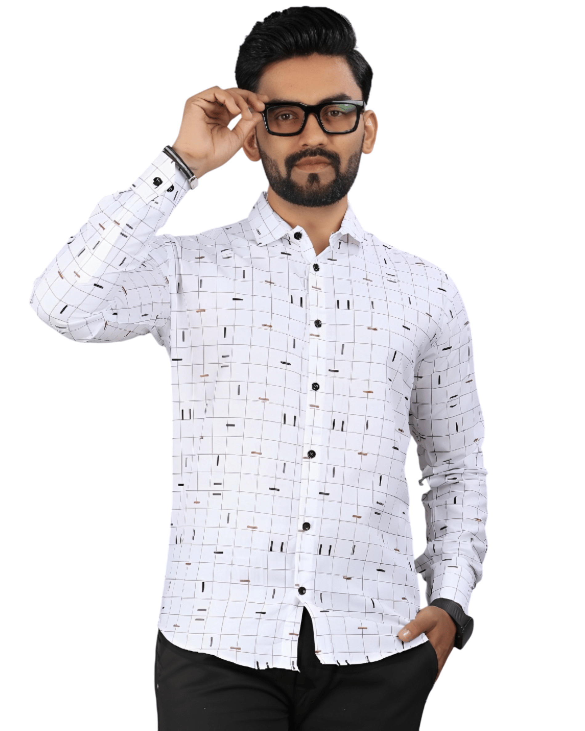    			LAXBON 100% Cotton Regular Fit Checks Full Sleeves Men's Casual Shirt - White ( Pack of 1 )